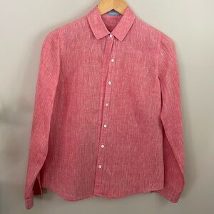 J. McLaughlin Classic Pink Linen Womens 4 Button-Down Shirt Like New